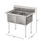 42 in. 18-Gauge 2-Compartment Commercial Sink with Backsplash, Bowl dimensions 18"x24"x14" in Stainless-Steel