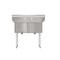 42 in. 18-Gauge 2-Compartment Commercial Sink with Backsplash, Bowl dimensions 18"x24"x14" in Stainless-Steel