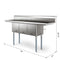 75 in Three Compartment Commercial Sink, Bowl Size 15x15x14, 16 Gauge Stainless-Steel with 2 Drainboards
