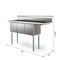 63 in. Three Compartment Commercial Sink, Bowl Size 15x15x14, Stainless-Steel 16 Gauge with Right Drainboard