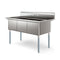 60 in. Three Compartment Commercial Sink, Bowl Size 18x24x14 in 18-Gauge Stainless-Steel