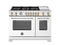48 inch Dual Fuel Range, 6 Burners and Griddle, Electric Oven - Gold Accents