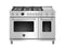 48 inch Dual Fuel Range, 6 brass burners and Griddle, Electric Self-Clean Oven
