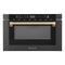 Autograph Edition 24 In. 1.2 Cu. Ft. Built-in Microwave Drawer In Black Stainless Steel And Champagne Bronze Accents