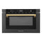 Autograph Edition 24 In. 1.2 Cu. Ft. Built-in Microwave Drawer In Black Stainless Steel With Polished Gold Accents
