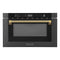 Autograph Edition 24 In. 1.2 Cu. Ft. Built-in Microwave Drawer In Black Stainless Steel And Polished Gold Helix Handle