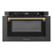 Autograph Edition 24 In. 1.2 Cu. Ft. Built-in Microwave Drawer In Black Stainless Steel And Polished Gold Helix Handle
