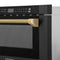 Autograph Edition 24 In. 1.2 Cu. Ft. Built-in Microwave Drawer In Black Stainless Steel And Polished Gold Helix Handle