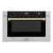 Autograph Edition 24 In. 1.2 Cu. Ft. Built-in Microwave Drawer With A Traditional Handle In Stainless Steel And Polished Gold Accents