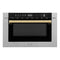 Autograph Edition 24 In. 1.2 Cu. Ft. Built-in Microwave Drawer With A Traditional Handle In Satin Stainless Steel And Polished Gold Accents