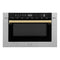Autograph Edition 24 In. 1.2 Cu. Ft. Built-in Microwave Drawer With A Traditional Handle In Satin Stainless Steel And Polished Gold Accents