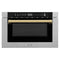Autograph Edition 24 In. 1.2 Cu. Ft. Built-in Microwave Drawer With A Traditional Handle In Satin Stainless Steel And Polished Gold Accents