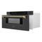 Autograph Edition 30 In. 1.2 Cu. Ft. Built-in Microwave Drawer In Black Stainless Steel And Polished Gold Helix Handle