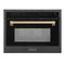 Autograph Edition 24 In. 1.6 Cu Ft. Built-in Convection Microwave Oven In Black Stainless Steel With Champagne Bronze Accents