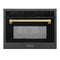 Autograph Edition 24 In. 1.6 Cu Ft. Built-in Convection Microwave Oven In Black Stainless Steel With Champagne Bronze Accents