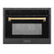 Autograph Edition 24 In. 1.6 Cu Ft. Built-in Convection Microwave Oven In Black Stainless Steel With Champagne Bronze Accents
