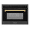 Autograph Edition 24 In. 1.6 Cu Ft. Built-in Convection Microwave Oven In Black Stainless Steel With Polished Gold Accents