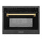 Autograph Edition 24 In. 1.6 Cu Ft. Built-in Convection Microwave Oven In Black Stainless Steel With Polished Gold Accents