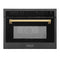 Autograph Edition 24 In. 1.6 Cu Ft. Built-in Convection Microwave Oven In Black Stainless Steel With Polished Gold Accents