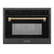 Autograph Edition 24 In. 1.6 Cu Ft. Built-in Convection Microwave Oven In Black Stainless Steel And Champagne Bronze Helix Handle
