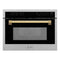 Autograph Edition 24 In. 1.6 Cu Ft. Built-in Convection Microwave Oven In Stainless Steel With Polished Gold Accents