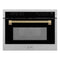 Autograph Edition 24 In. 1.6 Cu Ft. Built-in Convection Microwave Oven In Stainless Steel And Champagne Bronze Helix Handle