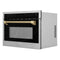 Autograph Edition 24 In. 1.6 Cu Ft. Built-in Convection Microwave Oven In Stainless Steel And Champagne Bronze Helix Handle