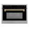 Autograph Edition 24 In. 1.6 Cu Ft. Built-in Convection Microwave Oven In Satin Stainless Steel With Champagne Bronze Accents