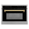 Autograph Edition 24 In. 1.6 Cu Ft. Built-in Convection Microwave Oven In Satin Stainless Steel With Polished Gold Accents