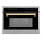Autograph Edition 24 In. 1.6 Cu Ft. Built-in Convection Microwave Oven In Satin Stainless Steel With Polished Gold Accents