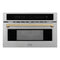 Autograph Edition 30 In. 1.6 Cu. Ft. Built-in Convection Microwave Oven In Stainless Steel And Champagne Bronze Accents