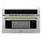 Autograph Edition 30 In. 1.6 Cu Ft. Built-in Convection Microwave Oven In Stainless Steel And Polished Gold Helix Handle