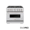 36 In. 5.2 Cu. Ft. Classic Dual Fuel Range With 6 Burner Duopro™ Cooktop And Electric Convection Oven In Stainless Steel