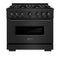 36 In. 5.2 Cu. Ft. Classic Dual Fuel Range With 6 Burner Duopro™ Cooktop And Electric Convection Oven In Black Stainless Steel