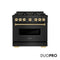 Autograph Edition 36 In. 5.2 Cu. Ft. Classic Dual Fuel Range With 6 Burner Duopro™ Cooktop And Electric Convection Oven In Black Stainless Steel And Champagne Bronze Accents