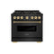 Autograph Edition 36 In. 5.2 Cu. Ft. Classic Dual Fuel Range With 6 Burner Duopro™ Cooktop And Electric Convection Oven In Black Stainless Steel And Champagne Bronze Accents