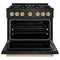Autograph Edition 36 In. 5.2 Cu. Ft. Classic Dual Fuel Range With 6 Burner Duopro™ Cooktop And Electric Convection Oven In Black Stainless Steel And Champagne Bronze Accents