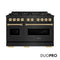 Autograph Edition 48 In. 6.7 Cu. Ft. Classic Dual Fuel Range With 8 Burner Duopro™ Cooktop And Dual Ovens In Black Stainless Steel And Champagne Bronze Accents