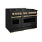 Autograph Edition 48 In. 6.7 Cu. Ft. Classic Dual Fuel Range With 8 Burner Duopro™ Cooktop And Dual Ovens In Black Stainless Steel And Champagne Bronze Accents