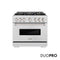 36 In. 5.2 Cu. Ft. Classic Dual Fuel Range With 6 Burner Duopro™ Cooktop And Electric Convection Oven In Satin Stainless Steel