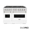 48 In. 6.7 Cu. Ft. Classic Dual Fuel Range With 8 Burner Duopro™ Cooktop And Dual Ovens In Satin Stainless Steel With White Matte Doors