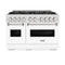 48 In. 6.7 Cu. Ft. Classic Dual Fuel Range With 8 Burner Duopro™ Cooktop And Dual Ovens In Satin Stainless Steel With White Matte Doors