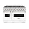 48 In. 6.7 Cu. Ft. Classic Dual Fuel Range With 8 Burner Duopro™ Cooktop And Dual Ovens In Satin Stainless Steel With White Matte Doors