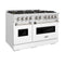 48 In. 6.7 Cu. Ft. Classic Dual Fuel Range With 8 Burner Duopro™ Cooktop And Dual Ovens In Satin Stainless Steel With White Matte Doors