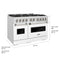 48 In. 6.7 Cu. Ft. Classic Dual Fuel Range With 8 Burner Duopro™ Cooktop And Dual Ovens In Satin Stainless Steel With White Matte Doors