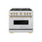 Autograph Edition 36 In. 5.2 Cu. Ft. Classic Dual Fuel Range With 6 Burner Duopro™ Cooktop And Electric Convection Oven In Satin Stainless Steel And Champagne Bronze Accents