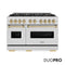 Autograph Edition 48 In. 6.7 Cu. Ft. Classic Dual Fuel Range With 8 Burner Duopro™ Cooktop And Dual Ovens In Satin Stainless Steel And Champagne Bronze Accents