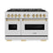Autograph Edition 48 In. 6.7 Cu. Ft. Classic Dual Fuel Range With 8 Burner Duopro™ Cooktop And Dual Ovens In Satin Stainless Steel And Champagne Bronze Accents