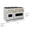 Autograph Edition 48 In. 6.7 Cu. Ft. Classic Dual Fuel Range With 8 Burner Duopro™ Cooktop And Dual Ovens In Satin Stainless Steel And Champagne Bronze Accents