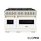 Autograph Edition 48 In. 6.7 Cu. Ft. Classic Dual Fuel Range With 8 Burner Duopro™ Cooktop And Dual Ovens In Satin Stainless Steel With White Matte Doors And Champagne Bronze Accents